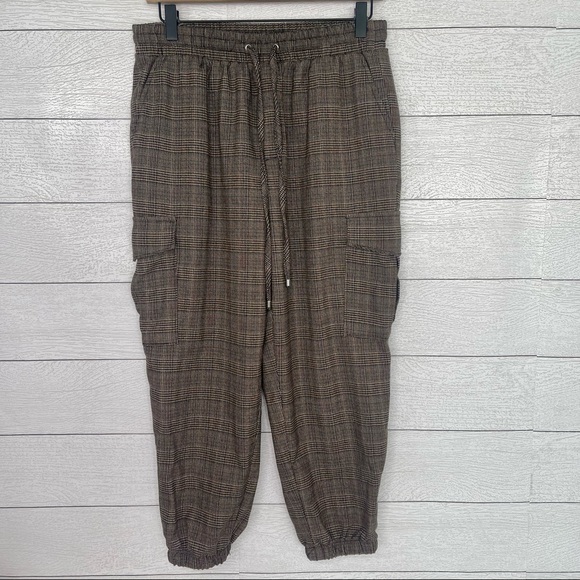 Stitch Pine Brown Plaid Joggers 